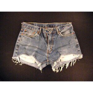 LEVIS 505 CUTOFF JEANS SHORTS Womans 33 Daisy Dukes HIGH WAIST Blue Denim